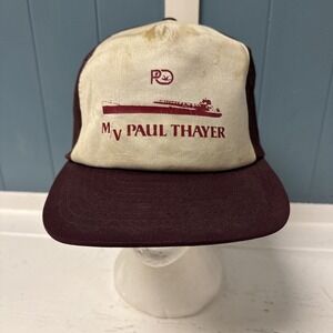 Vintage US CAP Inc Thrashed ‎ Snapback Trucker Hat M/V Paul Thayer Ship